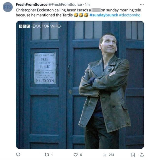 Tweet a<em></em>bout Christopher Eccleston's profanity on Sunday Brunch