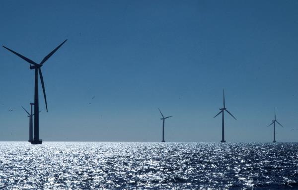 A view of the turbines at Orsted's offshore wind farm near Nysted