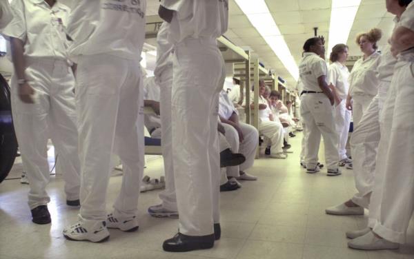 Inmates at Tutwiler Prison in Wetumpka, Ala., are pictured in their overcrowded dormitory.
